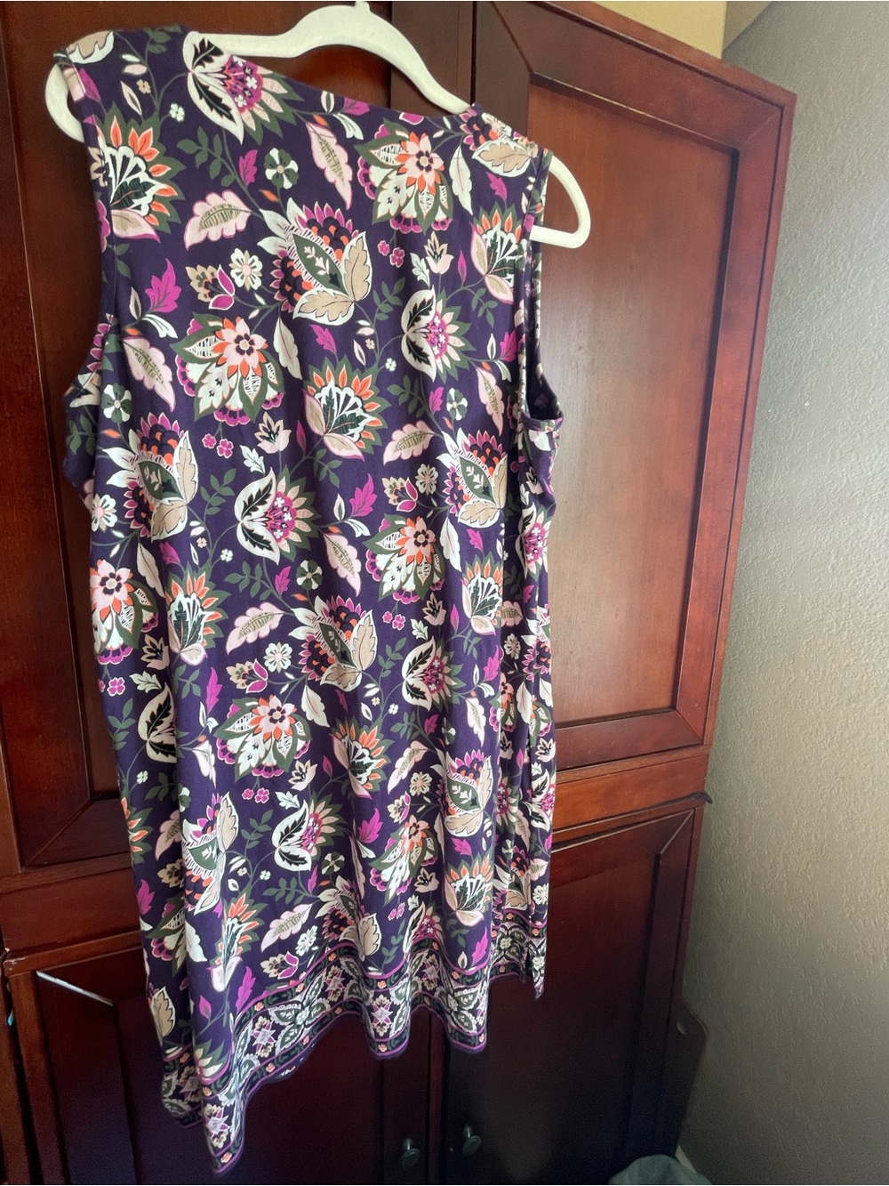 Lands' End purple floral print 100% cotton mini dress Size XL - Picture 8 of 8